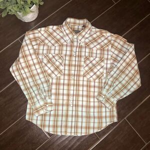 Roper pearl snap brown/beige button up sz medium
